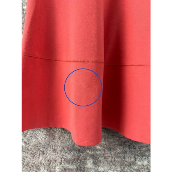 Ann Taylor Size 8 Casual Knee Length Fit Flared Dress Coral Sleeveless Zip - Picture 2 of 9